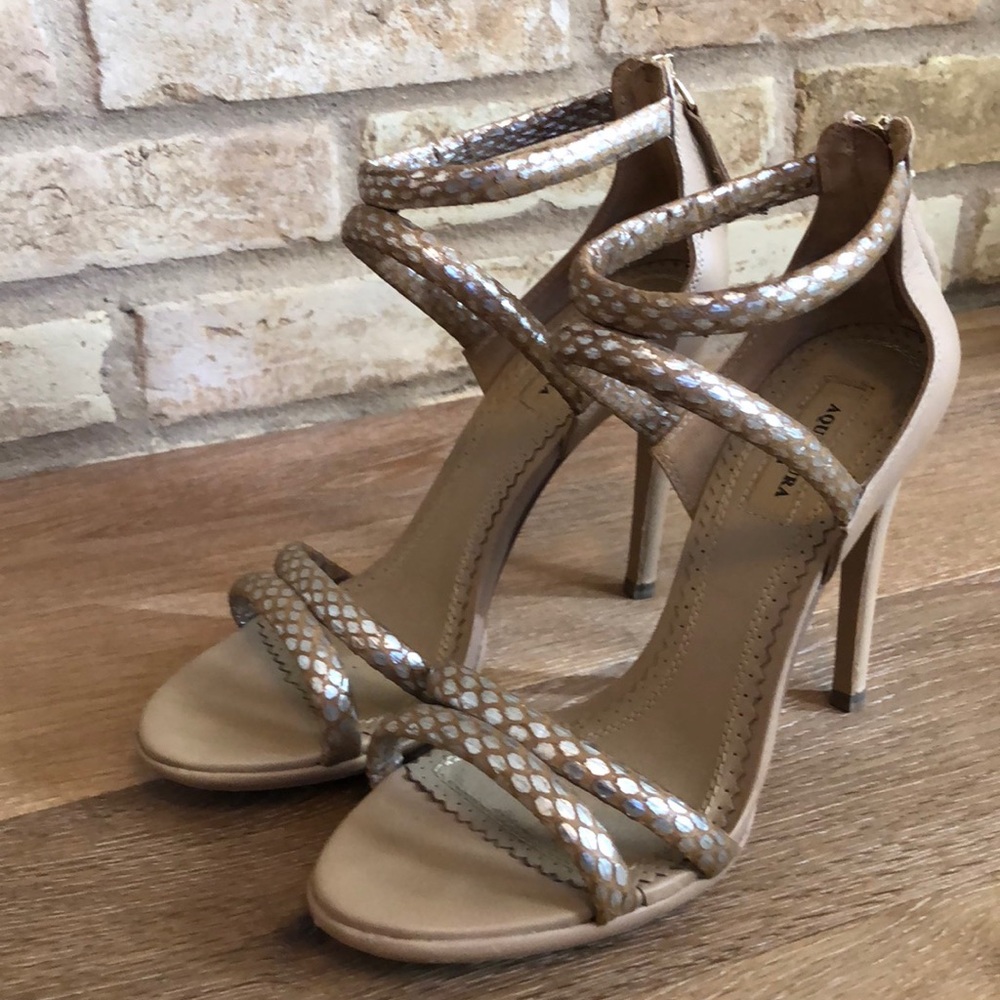 Aquazurra 3406 Sandal Taupe Metallic 7.5 37.5